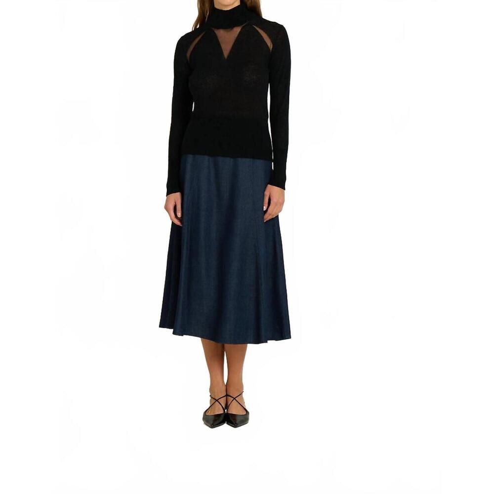 NEW SITA MURT intarsia high neck sweater in black